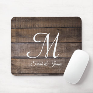 Mousepad Nome do Monograma do Script de Madeira Russo