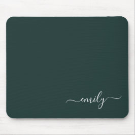 Mousepad Nome do Monograma do Script Moderno Verde Escuro