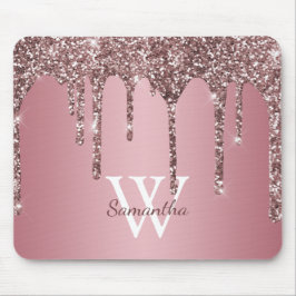 Mousepad Nome do Monograma do Sparkle Drives Rosa Dourado d