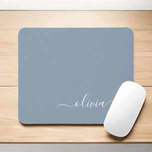 Mousepad Nome do Monograma Elegante do Script Moderno Dusty