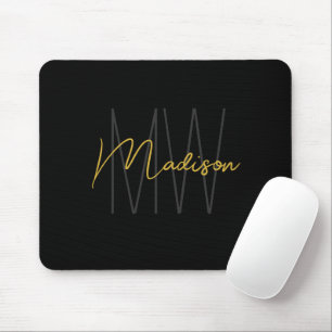 Mousepad Nome do Monograma Moderno - Script Preto