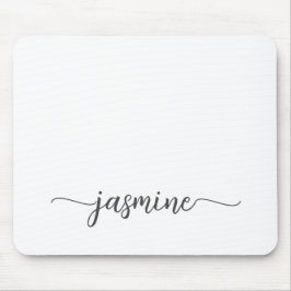 Mousepad Nome do Monograma Personalizado Branco Girly Simpl