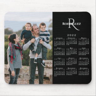 Mousepad Nome do Monograma Personalizado de Foto do Calend