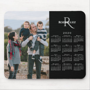 Mousepad Nome do Monograma Personalizado de Foto do Calend
