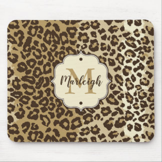 Mousepad Nome do Monograma Personalizado de Impressão Leopa
