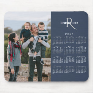 Mousepad Nome do Monograma Personalizado do Calendário 202