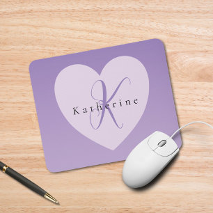 Mousepad Nome do Monograma Personalizado Lilac