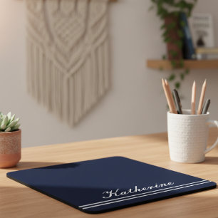 Mousepad Nome do Script Azul Marinho Minimalista