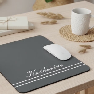 Mousepad Nome do Script Minimalista Cinza Carvão