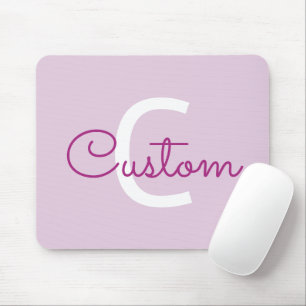 Mousepad Nome do Script & Monograma Magenta e Lilás Claro