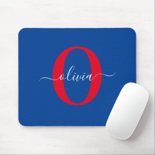 Mousepad Nome do Script Monograma Personalizado Vermelho Br