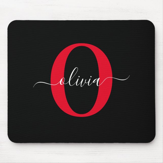 Mousepad Nome do Script Monograma Personalizado Vermelho Br (Frente)