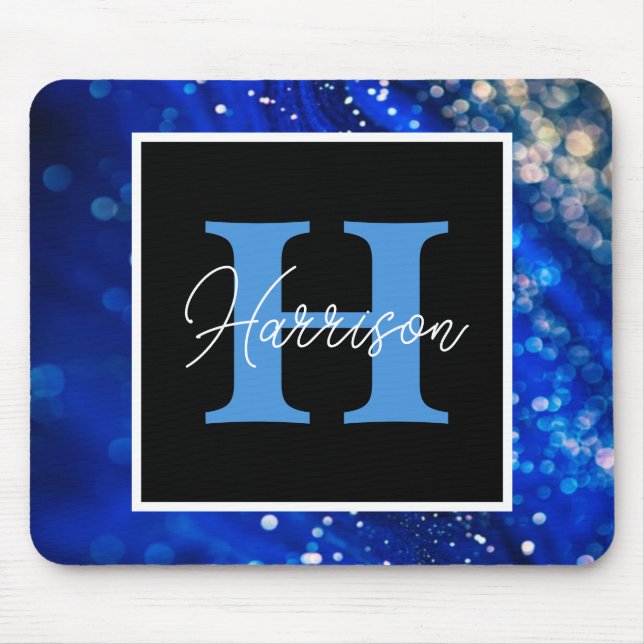 Mousepad Nome do Shimmer Azul e Monograma (Frente)
