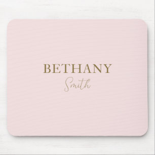 Mousepad Nome Dourado Cor-de-Rosa Esmagado Moderno