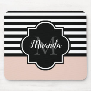 Mousepad Nome e Monograma das faixas (preto e rosa)