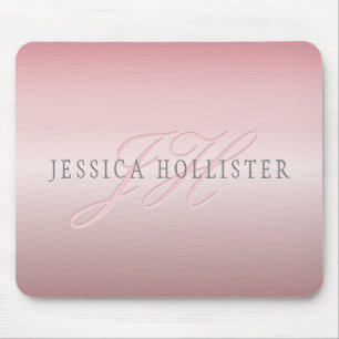 Mousepad Nome e Monograma Lâmpada Dourada de Rosa de FAUX