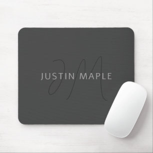 Mousepad Nome e Monograma legal Cinzas escuras