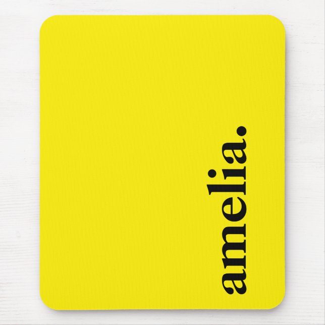 Mousepad Nome Elegante de Cor Sólida Canário Amarelo (Frente)