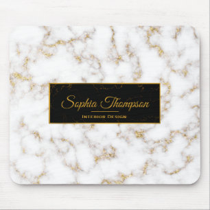 Mousepad Nome elegante moderno do mármore do ouro branco -