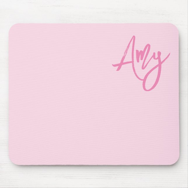 Mousepad Nome em letra cursiva com pincel Pastel e Rosa (Frente)