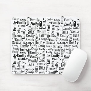 Mousepad Nome EMILY preto em branco