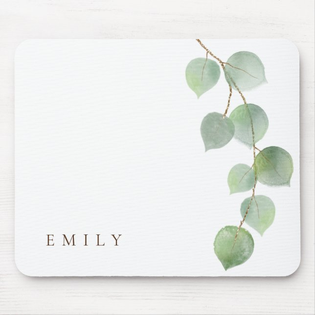 Mousepad Nome Feminina da Filial Elegante Eucalyptus (Frente)