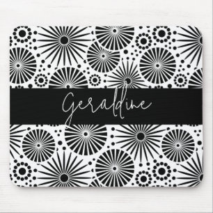 Mousepad Nome geométrico moderno em preto e branco explosão