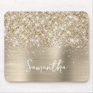 Mousepad Nome Glam Dourado Pálido Espelhante