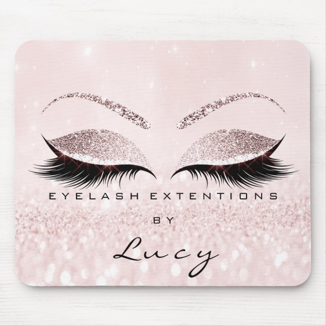 Mousepad Nome Glitter Makeup Beauty Studio Lash Pink Rose (Frente)