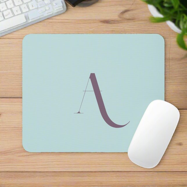 Mousepad Nome inicial limpo Tipografia Pastel Blue & Purple (Criador carregado)
