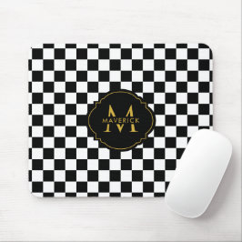 Mousepad Nome Inicial Personalizado Padrão de Grade Elegant