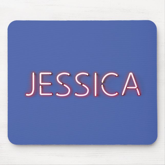 Mousepad Nome Jessica em luzes néon brilhantes (Frente)