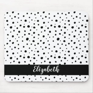 Mousepad Nome Mínimo do Abstrato Bolinhas da da Preta