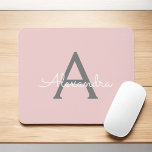 Mousepad Nome Moderno do Monograma de Script Girassol de Ci<br><div class="desc">Monograma de Cinzas Blush e Rosa,  adicione seu próprio nome Mousepad (Pad do mouse). Isto faz o doce e perfeito aniversário de 16 anos,  casamento,  chá de panela,  aniversário,  chá de fraldas ou festa de solteira presente para alguém que ama luxo de luxo e estilos quíticos.</div>