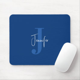 Mousepad Nome Moderno Personalizado e Monograma Inicial Azu