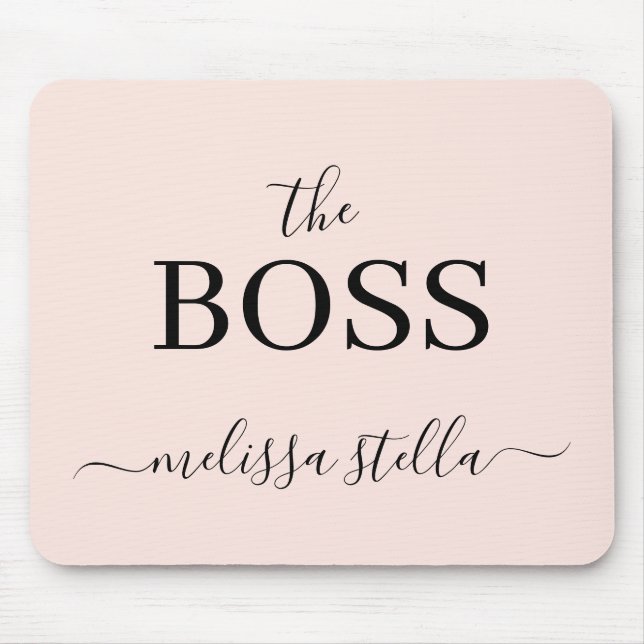 Mousepad Nome Moderno Rosa A Chefe | Presente Feminino (Frente)