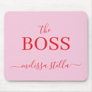 Mousepad Nome Moderno Rosa A Chefe Presente Feminino