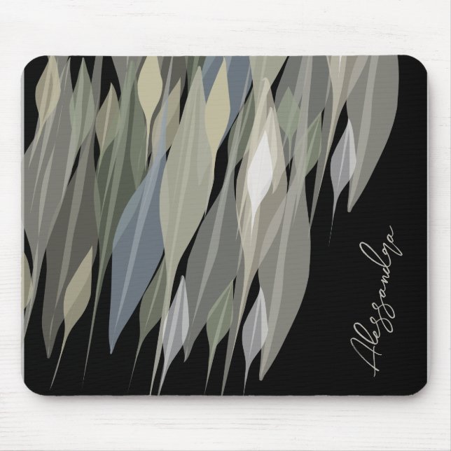 Mousepad Nome Monograma cinza verde bege  preto (Frente)