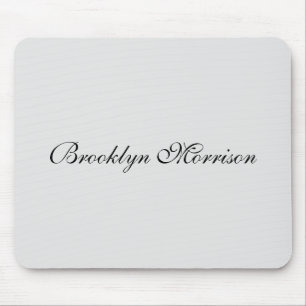 Mousepad Nome monograma de script personalizado de cinza pá