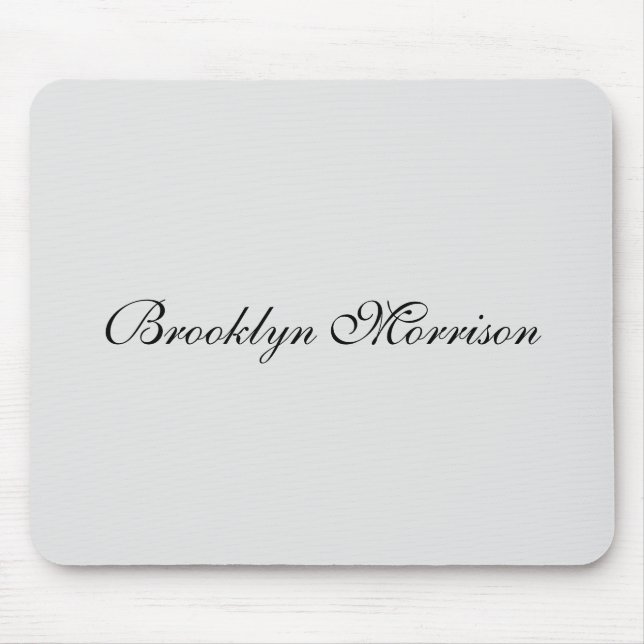 Mousepad Nome monograma de script personalizado de cinza pá (Frente)