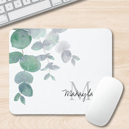 Mousepad Nome Monograma Eucalyptus Greenery