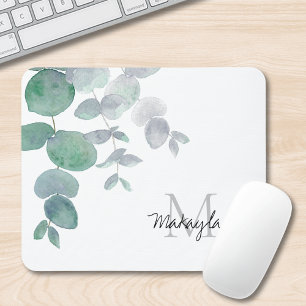 Mousepad Nome Monograma Eucalyptus Greenery