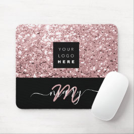 Mousepad Nome Monograma - Mínimo de Logotipo Luminoso Rosa