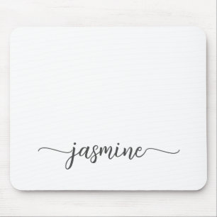 Mousepad Nome Monograma Personalizado Branco Simples Femini