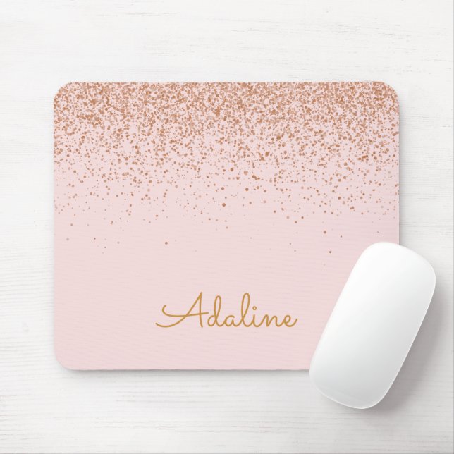 Mousepad Nome Monograma Personalizado com Brilho Dourado (Com mouse)
