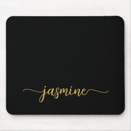 Mousepad Nome Monograma Personalizado Preto Simples Feminin