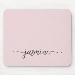 Mousepad Nome Monograma Personalizado Rosa Bege Fofo Simple