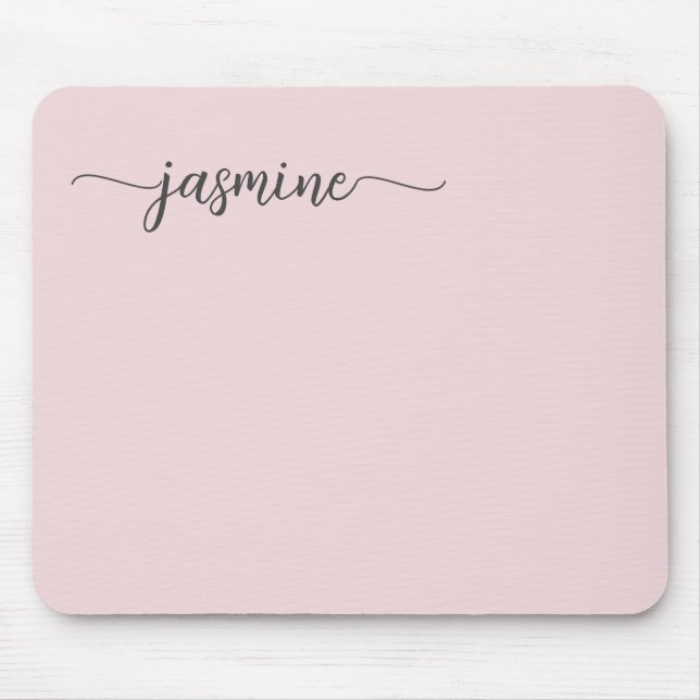 Mousepad Nome Monograma Personalizado Rosa Bege Fofo Simple (Frente)