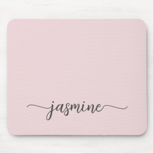 Mousepad Nome Monograma Personalizado Rosa Corado Feminino 