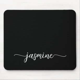 Mousepad Nome Monograma Personalizado Simples Feminino Pret